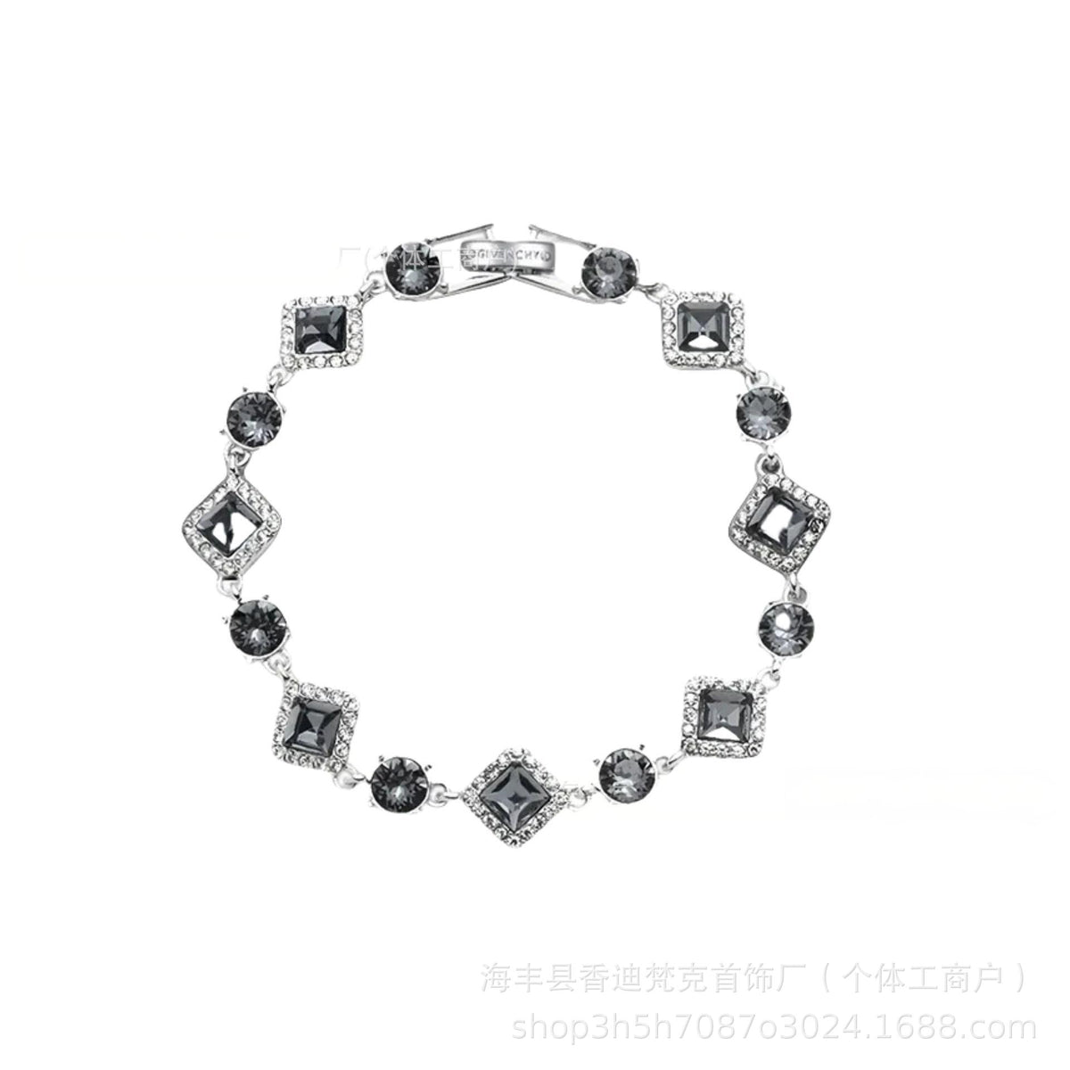 Cubic zirconia tennis bracelet – Silver Green / Four-Leaf Clover