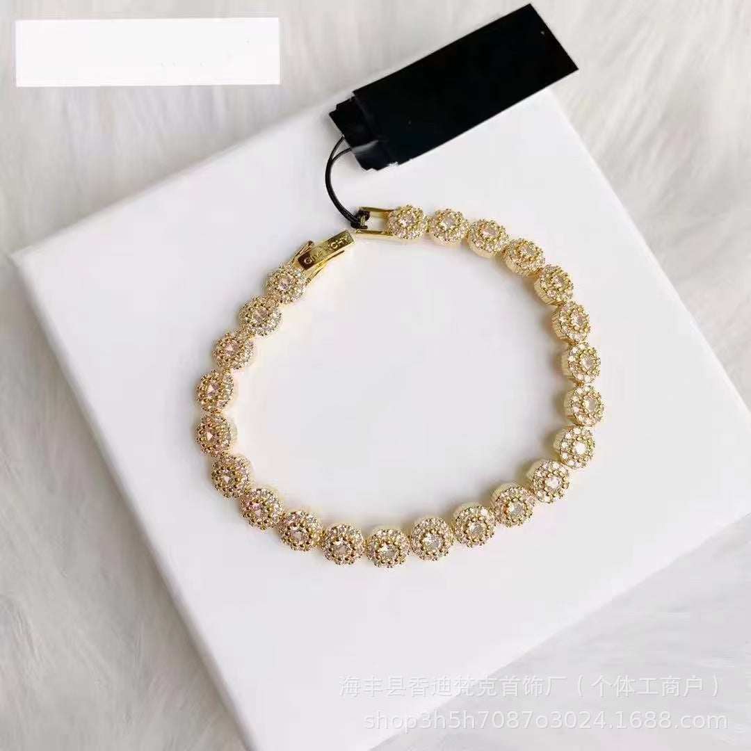 Cubic zirconia tennis bracelet – Gold / Full Pavé