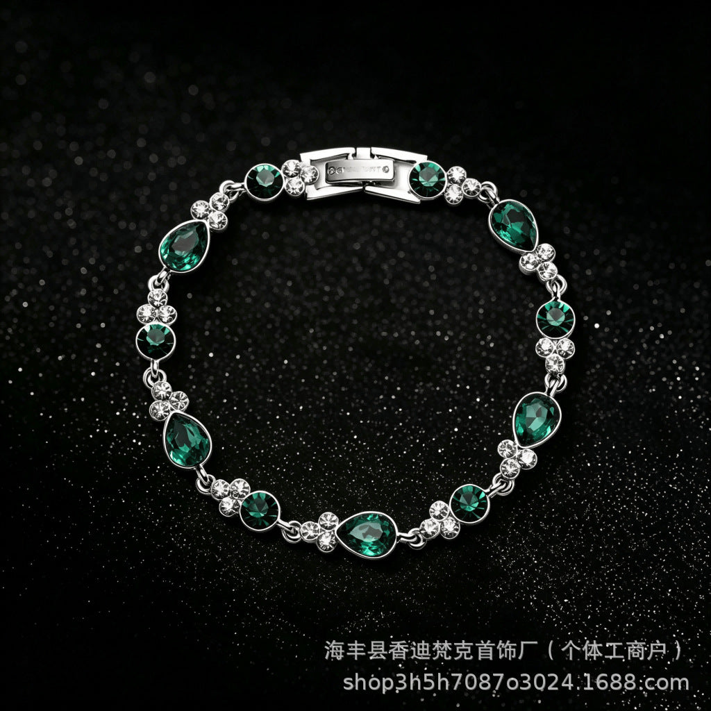 Two-tone water drop crystal bracelet — detail view 02