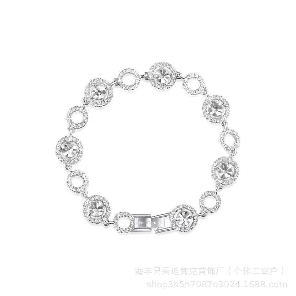Cubic zirconia tennis bracelet – Silver / Love Knot
