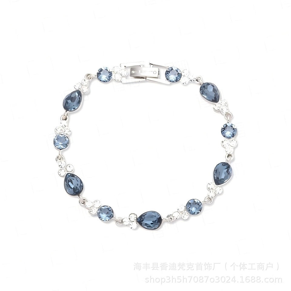 Cubic zirconia tennis bracelet – Silver Blue / Water Drop