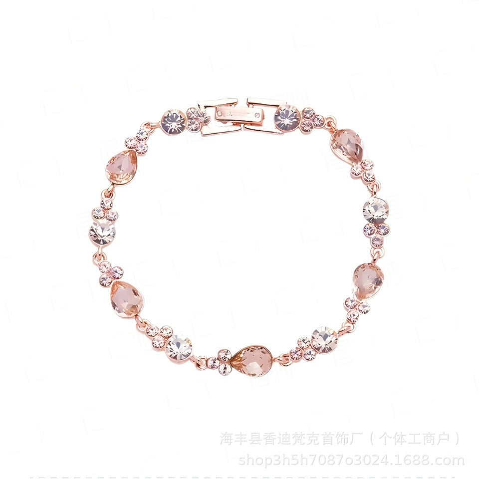 Two-tone water drop crystal bracelet — detail view 04