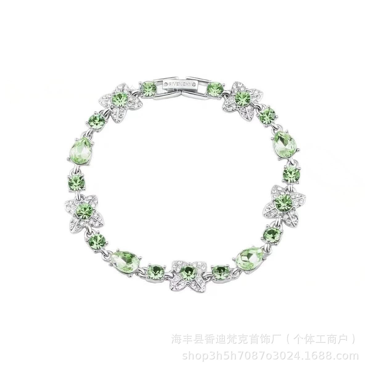 Cubic zirconia tennis bracelet – Silver / Plum Blossom