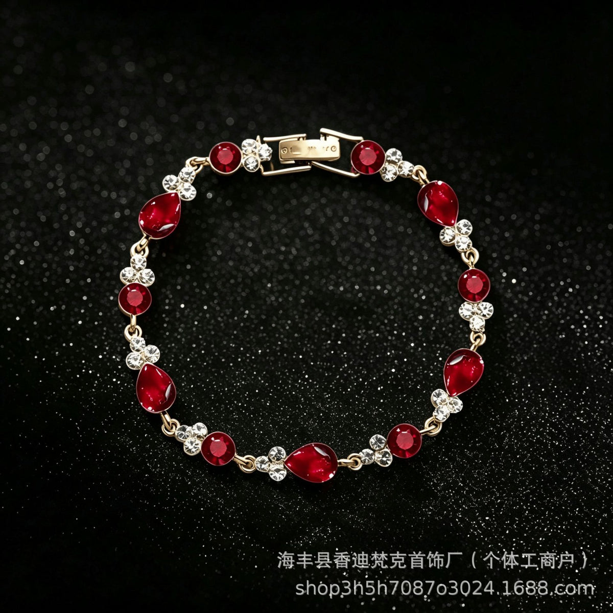 Two-tone water drop crystal bracelet — detail view 09