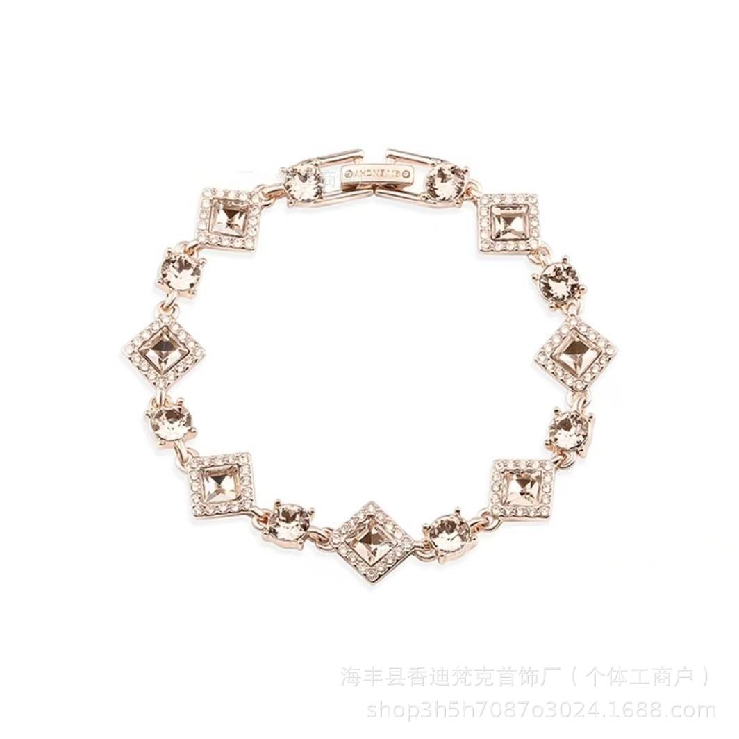 Cubic zirconia tennis bracelet – Rose Gold / Four-Leaf Clover