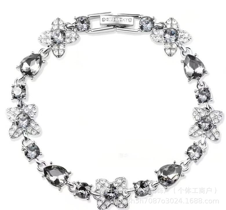 Cubic zirconia tennis bracelet – Rose Gold / Plum Blossom