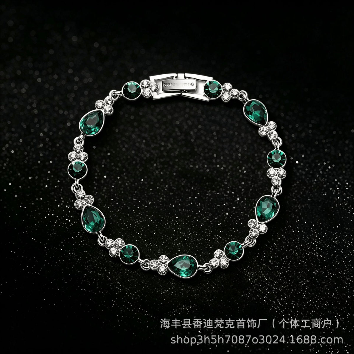 Two-tone water drop crystal bracelet — detail view 05