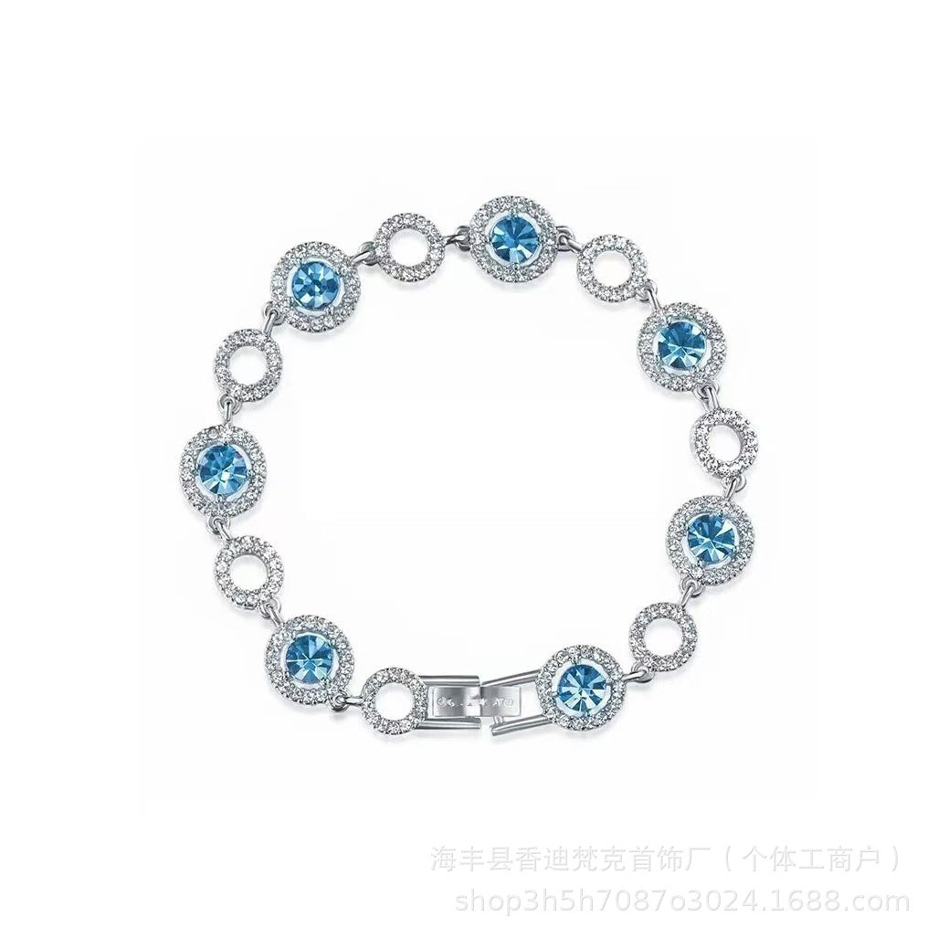 Cubic zirconia tennis bracelet – Silver Blue / Love Knot