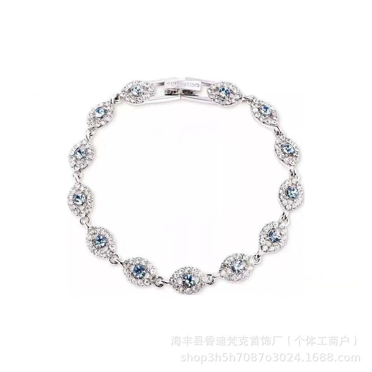 Cubic zirconia tennis bracelet – Silver Blue / Angel Eye