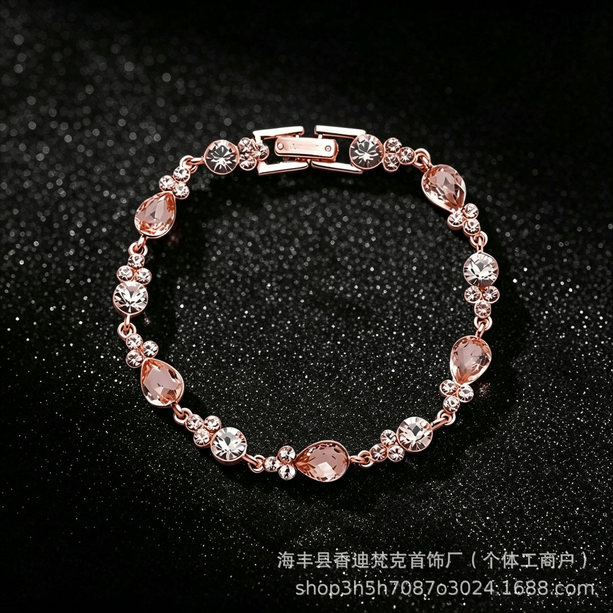 Two-tone water drop crystal bracelet — detail view 06