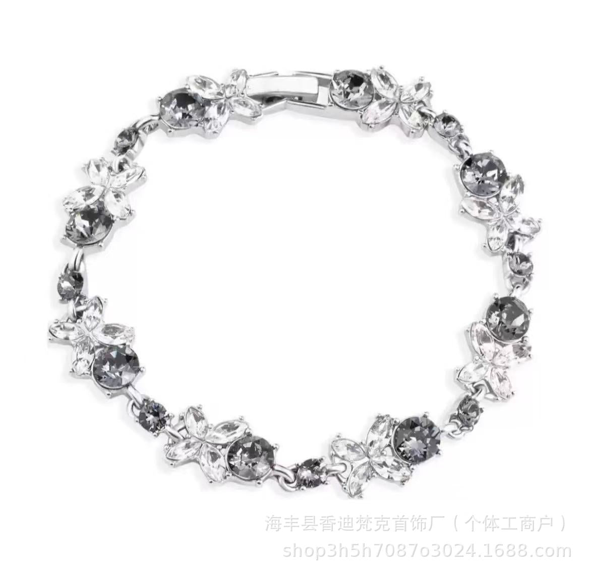 Cubic zirconia tennis bracelet – Silver Gray / Butterfly