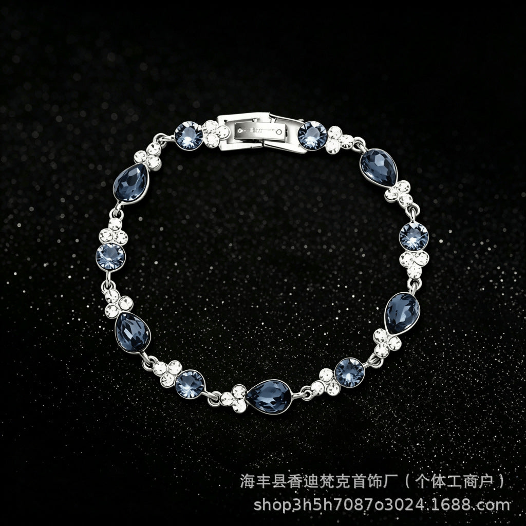 Two-tone water drop crystal bracelet — detail view 01