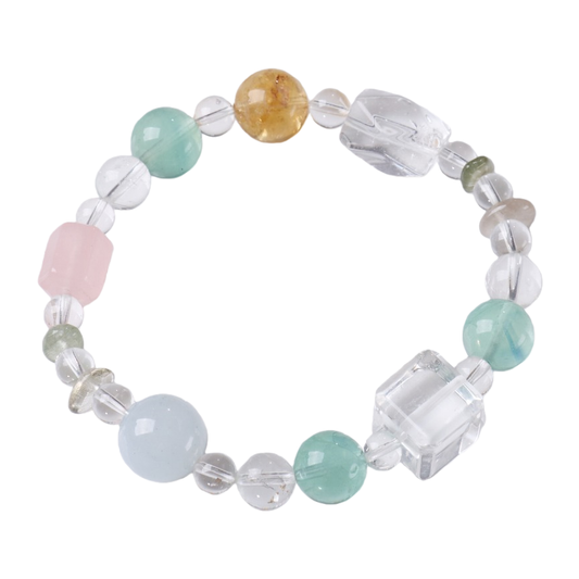Crystal bracelet with large accent beads on white