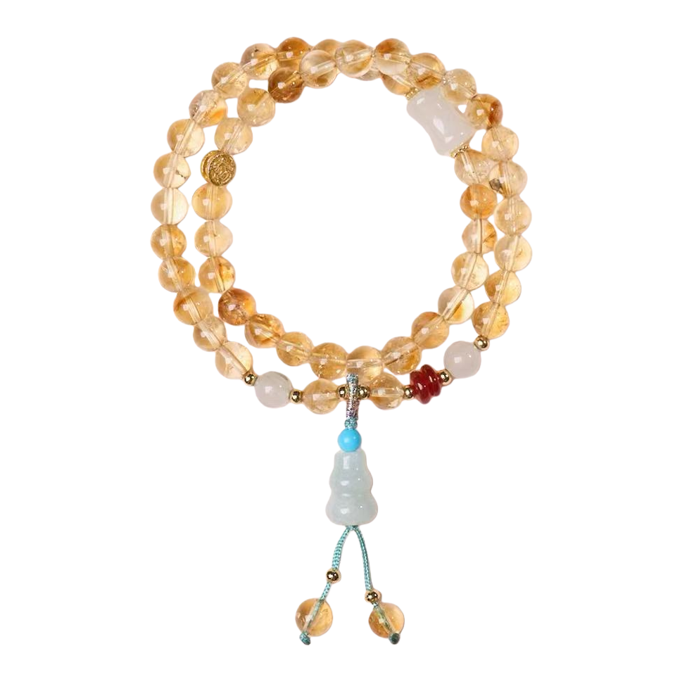 Golden 6 mm crystal bead bracelet on white